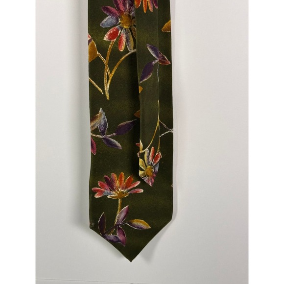 bill blass Other - Bill Blass Tie Mens One Size Olive Green Floral Designer 100% Silk Necktie